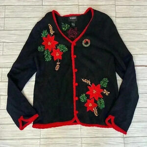 Vintage Designs Orginal Poinsettia Christmas Sweater